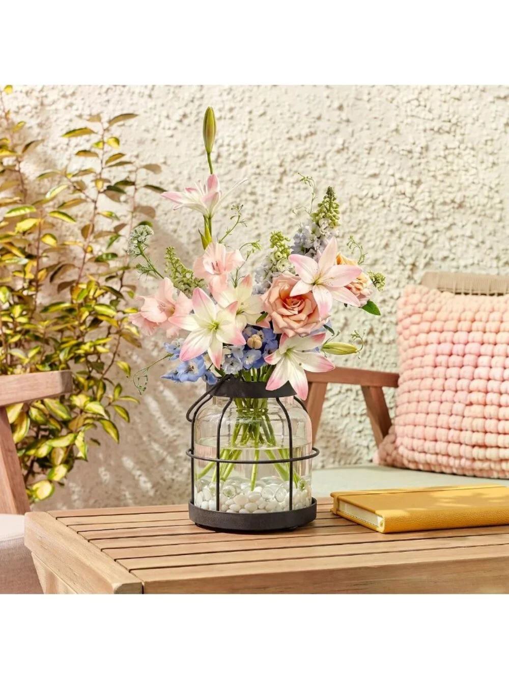 Rustic Vintage Glass Vase for Farmhouse Decor | Decorative Lantern Accent Piece